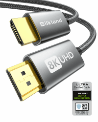 Silkland 8K HDMI 2.1 Kabel 1m, Zertifiziertes HDMI®eARC Kabel für Soundbar 48Gbps, PS5 HDMI Kabel 4K@120Hz, 2K@240Hz/144Hz, 8K@60Hz, Dynamic HDR, Dolby Atmos, HDCP 2.2/2.3 für Fire TV, HDTV, Laptop 1M 1