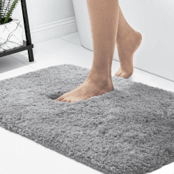 Deconovo Badematte rutschfest Weiche Mikrofaser Badvorleger Badezimmerteppich Saugfähige Duschvorleger Hochflor Badezimmermatte waschbar Badteppich, 70x120 cm, Hellgrau, 1 Stück 70x120 Hellgrau