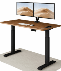Desktronic Höhenverstellbarer Schreibtisch 140x70 cm - Stabiler Schreibtisch Höhenverstellbar Elektrisch - Standing Desk mit Touchscreen und Integrierten Ladesteckern Schwarz + Nussbaum 140 x 70 cm