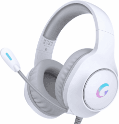 KAPEYDESI Gaming Headset for PS5, PC, PS4, PS5 Headset mit mikrofon, Surround Sound RGB Gaming Kopfhörer for Mac, Switch, Xbox Series, weiß White, Weiß