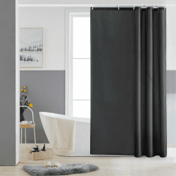 Furlinic Duschvorhang 120x180 Textil Badvorhang aus Polyester Stoff Schimmelresistent Wasserabweisend Waschbar Dunkelgrau mit 8 Duschvorhangringen. H180 x B120 cm (1er Pack) Dunkelgrau