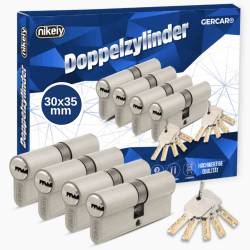 GERCAR Pro Profilzylinder 30/35 Massiver Schließzylinder gleichschließend 4er Set Doppelzylinder Zylinderschloss - Messing matt - inkl. 10 Schlüssel - Wendeschlüssel - Länge: 65 mm, A:30 B:35-4x 65 mm 30/35 Profilzylinder Pro 4er Set (Gleichschließend)