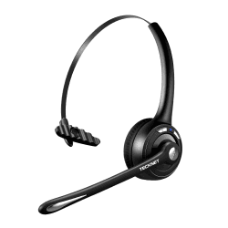 TECKNET Bluetooth Headset mit Mikrofon, kabelloses PC Headset, Rauschunterdrückung und Freisprechen Chat Headset für Computer, Callcenter, Telefonkonferenzen, Super Leicht, Ultra Komfort Bluetooth Black