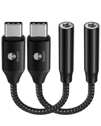 Adapter USB C auf Klinke,Stouchi USB Typ C auf 3,5 mm Kopfhörer Adapter Aux Audio Dongle,HiRes DAC Chip,Kompatibel mit Samsung Galaxy S22 S21 S20 Ultra Note20 S10,Pixel 6a,Huawei P50 Schwarz 2er-Pack 2 Packungen Pures Schwarz