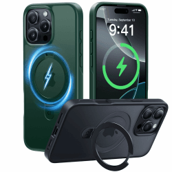 CASEKOO MagicStand Speziell für iPhone 16 Pro Max Hülle mit MagSafe [Unsichtbarer Ständer] [Militärschutz] [25W Schnellladung] Stoßfest Schutzhülle Dünn Griffig Case Matt Handyhülle - Grün für iPhone 16 Pro Max 6,9'' Grün