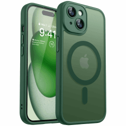 CANSHN 2024 Neu für iPhone 15 Hülle mit Kameraschutz für Magsafe (TOP Militärschutz & Magnetkraft) Extrem Haltbarkeit Hülle iPhone 15 Case Stoßfest, Dunkelgrün iPhone 15 Dunkelgrün