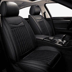 DISDADA Universal AutositzbezüGe Leder, Sitzbezug Auto Vordersitze 2er Set, Atmungsaktive Gewebte Eisseide Auto SitzbezüGe, Geeignet für Autos SUV Pickups（Schwarzes）