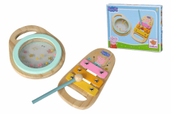 Eichhorn - Peppa Pig Holz-Musikset bestehend aus Handtrommel und Xylophon, fördert die auditive Wahrnehmung der Kinder, aus Birkensperrholz, ab 1 Jahr