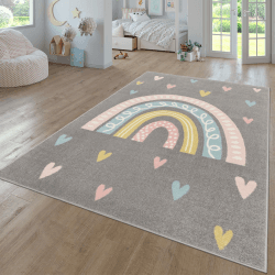 TT Home Teppich Kinderzimmer Kinderzimmerteppich Junge Mädchen Kinderteppich Modern Soft, Farbe: Grau 2, Größe:80x150 cm 80 x 150 cm Grau 2
