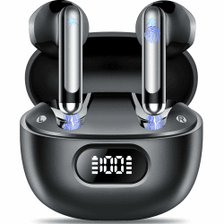 Bluetooth Kopfhörer, Kopfhörer Kabellos Bluetooth 5.3 In Ear Kopfhörer mit 4 ENC Noise Cancelling Mic, Kabellose Kopfhörer Tiefer Bass Wireless Earbuds 40Std, IP7 Wasserdicht Ohrhörer LED Anzeige Tiefschwarz