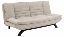 AC Design Furniture Jasper Schlafsofa in Beige, mit 3 Liegepositionen, Moderner 3-Sitzer ohne Armlehne, Gepolstertes Sofa mit Bouclé-Bezug und Schwarzen Beinen, B: 196 x H: 91 x T: 98 cm Beige/Schwarz