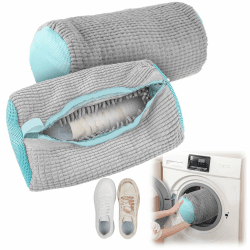 Schuhwaschbeutel Waschmaschine 2 Stück Multi Schutz Schuhbeutel Waschmaschine Wiederverwendbarer waschbeutel schuhe für Alle Schuharten Und -Größen,Schonen Sowohl Schuhe als Auch Waschmaschine(Grau) Grau-2 Stück