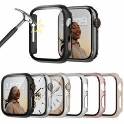 Lovmunia 6-Stück Hard Gehäuse mit Displayschutzfolie Kompatibel mit Apple Watch Series 9/8/7 41mm, Rundum PC Ultradünne Schutzhülle Eingebaut Kratzfest Gehärtetes Glas Schutzfolie für iWatch 41mm Schwarz/Klar/Polarstern/Silber/Rosa/Roségold 41mm