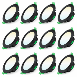 ALUSSO LED Einbaustrahler 230V Schwarz Dimmbar Flach 7W IP44 LED Spots 68mm Warmweiß Neutralweiß Kaltweiß Einbauspots für Badezimmer Küche Wohnzimmer, 12er Set Rund Schwarz 12er Set