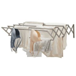 YOUDENOVA Wäscheständer Wandmontage, Wäschetrockner Wand ausziehbar mit 7 Stangen, platzsparender Trockenständer für Waschraum, Handtuchhalter aus Metall für Bad, (42-80) x 59 x 19cm, Silber (42-80)x59x18.5cm Silber