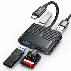 RAVIAD SD Kartenleser USB C, 5-in-1-Kartenlesegerät mit USB 3.0 Port, SD, TF Kartensteckplatz und 2*USB 2.0 Ports, SD Card Reader Kompatibel mit iPhone 16 15 Plus/Pro Max,MacBook,Pad Pro,Galaxy S24
