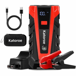 KATOROE Starthilfe Powerbank Auto-Batterie-Starter, 4000A Spitze Starthilfe Auto SUV/Motorrad Notfall Starter, Starthilfegerät mit LED Taschenlampe, USB-Anschluss von für 9.0L Benzin und 7.0L Diesel