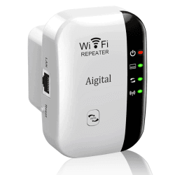 WLAN Verstärker Repeater(300 Mbit/s, Ethernet-Port, WPS, AP Modus, kompakte Bauweise, LED abschaltbar, kompatibel zu Allen WLAN Geräten) weiß