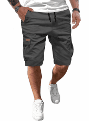 JMIERR Kurze Hosen Herren Baumwolle Cargo Shorts Herren Sommer Freizeithose mit Taschen XL Dunkelgrau