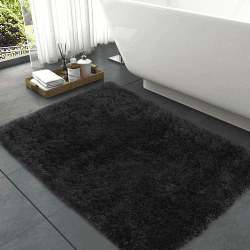 Mibao Badteppich, rutschfeste und waschbare Badematte, Weicher Flauschiger Badvorleger, Shaggy Hochflor-Mikrofasermatte für das Badezimmer, Badezimmerteppich 40 x 60 cm Schwarz Grau Schwarz Grau 40 x 60 cm (Rechteckig)