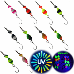 Njord Kalastus Messeneuheit 2024 Spoons Forelle Mega Twist 10 Stück in Spoonbox | Forellen Angeln Spoon Set Forellenköder | Forellen Blinker Angeln Forelle | Forellen Spinner Set Trout 4g