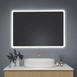 Youyijia LED Badspiegel mit Beleuchtung, 70 x 50 cm Wandspiegel Badezimmerspiegel Kaltweiß 6000K Energiesparend Lichtspiegel 70x50cm