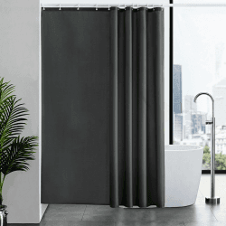Furlinic Duschvorhang für Badewanne und Dusche in Badezimmer, Textiler Badvorhang Anti-schimmel aus Stoff Waschbar Wasserdicht, mit 12 Ringe 180x210 Dunkelgrau. H210 x B180 cm (1er Pack) Dunkelgrau