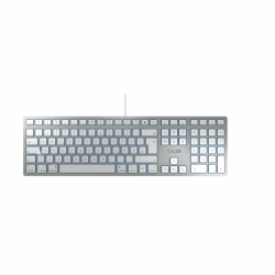 CHERRY KC 6000 SLIM FOR MAC, Kabelgebundene Mac-Tastatur (USB-A Anschluss), Deutsches Layout (QWERTZ), Flüsterleise Tasten, Flaches Design, Weiß-Silber Deutsches Layout - QWERTZ USB-A Anschluss