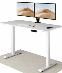 Desktronic Höhenverstellbarer Schreibtisch 140x70 cm - Stabiler Schreibtisch Höhenverstellbar Elektrisch - Standing Desk mit Touchscreen und Integrierten Ladesteckern Weiß 140 x 70 cm