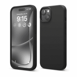 elago Flüssig Silikon Case Kompatibel mit iPhone 15 Hülle, Premium Silikon Handyhülle, Ganzkörper Schutzhülle [4 Lagige Stoßfeste Struktur], Kratzfestes Weiches Mikrofaserfutter (Schwarz)