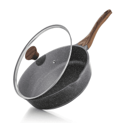 SENSARTE Schmorpfanne mit Deckel, 26cm Tiefe Antihaft Pfanne, Induktion Geeignet Bratpfanne Kochpfanne mit Schweizer Granitbeschichtung, PFOA-frei Schmorpfanne 26cm