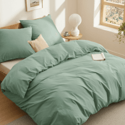 BEDSURE Bettwäsche 220x240 Baumwolle Grün - Bettwäsche-Sets 220 x 240 cm Bettbezug 3teilig mit 2 Kissenbezüge 80x80 cm, Oeko-TEX Bettwäsche Grün mit Reißverschluss 220 x 240 cm Grün
