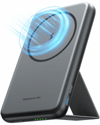 INIU Power Bank, 5500mAh 20W Powerbank Klein Aber Stark with USB C in&Out, Magnetische Externe Handyakkus mit Telefonständer für iPhone 16 15 14 13 12 Pro Max Mini und Case Schwarz