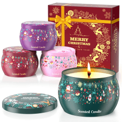 Duftkerzen-Geschenkset, 4,4 Unzen 4er-Pack Weihnachts-Aromatherapie-Kerzen, Geschenkset für Frauen, Geschenkset für Weihnachten, Valentinstag, Jubiläum, Muttertag Braun