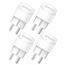Alexa Steckdose Mini ANTELA WLAN Steckdose mit Strommessung kompatibel mit Google Home, Smart Life APP, 2,4GHz, Überspannungsschutz, 4PCs 10A 4PC