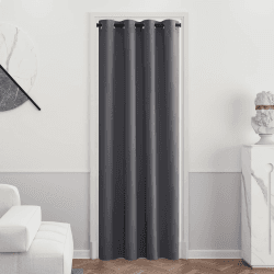 PONY DANCE Verdunklungsvorhang mit Ösen 1 Stück H 240 x B 140 cm Thermovorhang gegen Kälte Vorhang Blickdicht Graue Gardinen Wohnzimmer Türvorhang Kälteschutz Haustür H240 x B140 cm (1er Pack) Grau