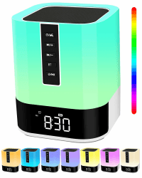 Bluetooth Lautsprecher mit Licht, Kinder Wecker, White Noise Machine,Nachttischlampe Touch-Dimmbar,48 RGB Farbwechsel LED Tischlampe,Geschenke für Mädchen Junges Teenager Geburtstagsgeschenk