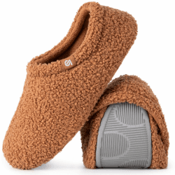 VeraCosy Damen Memory Foam Plüsch Hausschuhe Antirutsch Pantoffeln Mit Polarvlies-Futter 38/39 EU Tan
