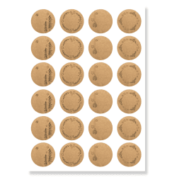 Aufkleber für Weihnachten (48 Sticker) - Weihnachtsaufkleber zum Beschriften für Geschenke - Weihnachtssticker Rund - Weihnachts Etiketten für Beschriftung - Selbstklebend - Kraftpapier-Optik Floral