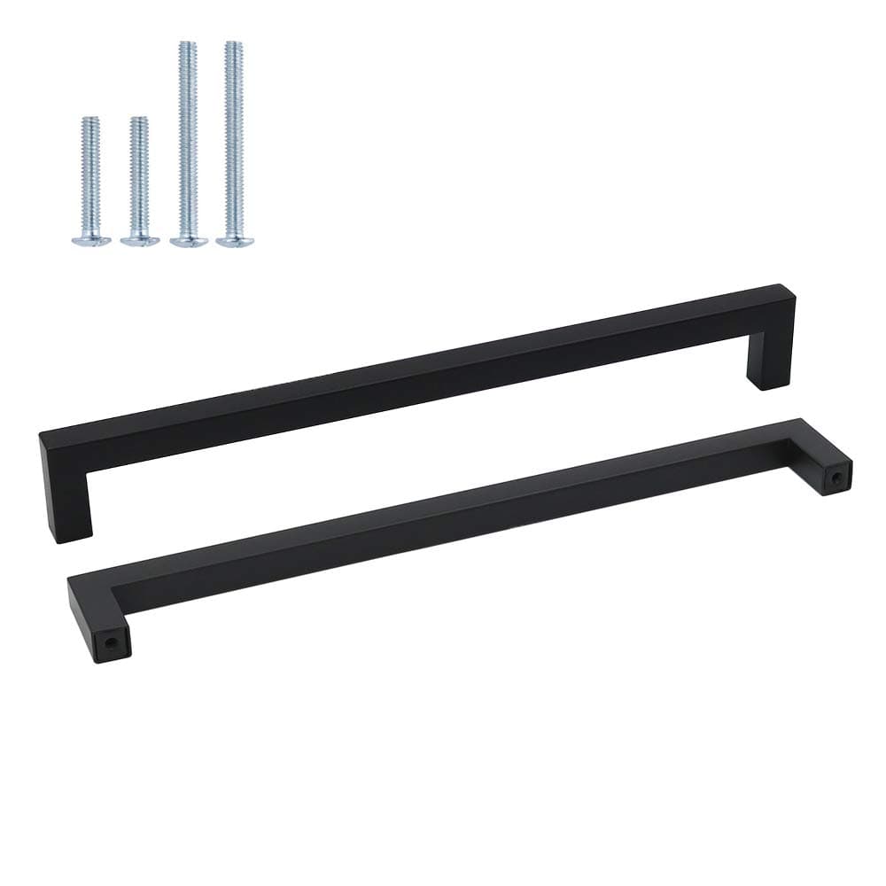 goldenwarm 1 Stück Schwarz Möbelgriff Edelstahl Stangengriff Relinggriffe LSJ12BK288 Bohrlochabstand 288mm Küchengriff Schrankgriffe Schubladengriffe Quadratischer Griff Bohrlochabstand: 288 mm 1 Stück