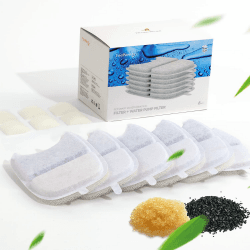 FEELNEEDY 6 Packung Katzenbrunnen Filter Schwämme Ersatz, Haustier Wasser-Brunnen-Filter für 4L Katzenbrunnen mit Bewegungsmelder (YPD-C004) Katzenbrunnen Filter+Schwämme-D(6 Packung)