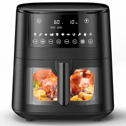 7,2L Heißluftfritteuse Airfryer mit Sichtfenster, 13-in-1 Air Fryer XXL mit Warm halten, Vorheizfunktion & Abtau, Shake-Reminder Smart und Timer-Funktion, Gesunde Friteuse ohne Öl und fettarmes Kochen