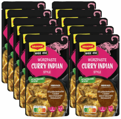 Maggi Food Travel Würzpaste Curry Indian Style (Ohne Konservierungsstoffe, Vegetarisch) 10er Pack (10 x 65g)