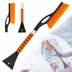 Showvigor Eiskratzer Auto mit Besen, Geeignet für Autos, 27'' 2-in-1 Abnehmbare Auto Eiskratzer und Schneebesen Auto mit Ergonomischem Schaumgriff, LKW, SUVs orange