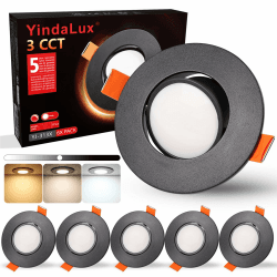 Einbaustrahler LED Schwenkbar Einbauspots 230V Dimmbar 5W IP44 LED Spot 68-80mm lochmass Deckenspots Warmweiß Neutralweiß Kaltweiß Einbauleuchten für Badezimmer Wohnzimmer Küche Schwarz 6er Set Schwarz 6 Stück-120°Abstrahlwinkel