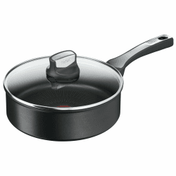 Tefal Schmorpfanne 24 cm Unlimited On, Bratpfanne Induktion mit kratzfester Titanium Antihaft-Beschichtung,Thermo-Signal bei idealer Brattemperatur, PFOA-frei, für alle Herdarten geeignet, G25932