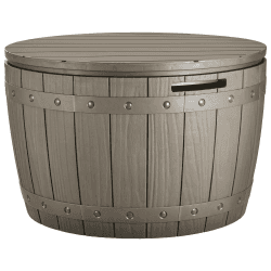 YITAHOME 127 Liter Kissenbox Wasserdicht, Abschließbarem Outdoor Gartenbox, Rund Garten Auflagenbox Wetterfest Garten Aufbewahrungsbox mit Seitengriffen für Gartengeräten Poolzubehör, Hellbraun
