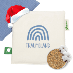 Herbalind Duftendes Bio Wärmekissen für Baby & Kinder - Träumeland - Körnerkissen Kräuterkissen mit Lavendelduft, 100% Baumwolle, 19x19 cm Erkältungskissen als Geschenk Körnerkissen mit Lavendel (Bogen)