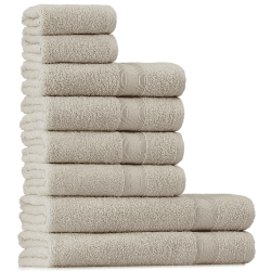 Tuiste Handtücher Set Beige Sandbeige |%100 Baumwolle Handtuch Set 8 Teilig | 2X Badetücher (70x140), 4X Handtücher (50x90), 2X Gästetücher (30x50) | Weich und Saugstark | Farbe : Creme 2 Badetücher + 4 Handtücher + 2 Gästetücher Sand Beige