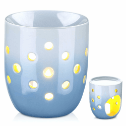 ecooe Aromalampe Teelichthalter Duftlampe aus Keramik Löffel Aroma Diffuser,Farbverlauf blau